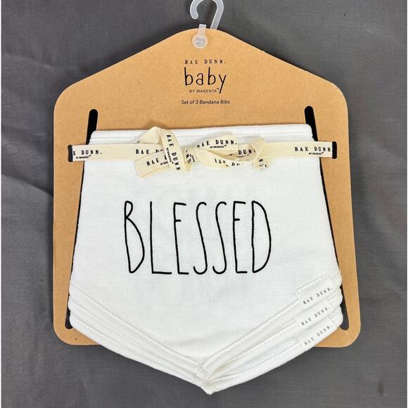 Rae Dunn Baby Bibs Thanksgiving Set of 3 Blessed Gobble Gobble Thankful NEW - Picture 1 of 4